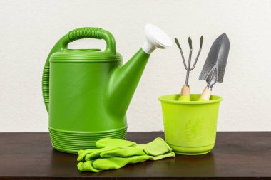 Beyaz Dokulu Arka Plana Karşı Bahçe Aletleri