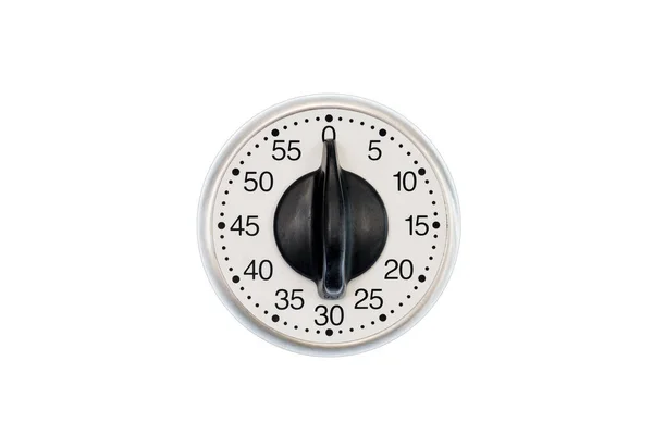 Zegar kuchenny ustawiony na 0 minut na białym tle — Zdjęcie stockowe