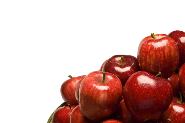 Shiny Red Apples On White With Copy Space — Stock Photo, Image
