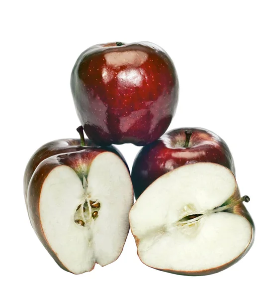 Stack of Apples Showing Inside On White Background — Stock Photo, Image