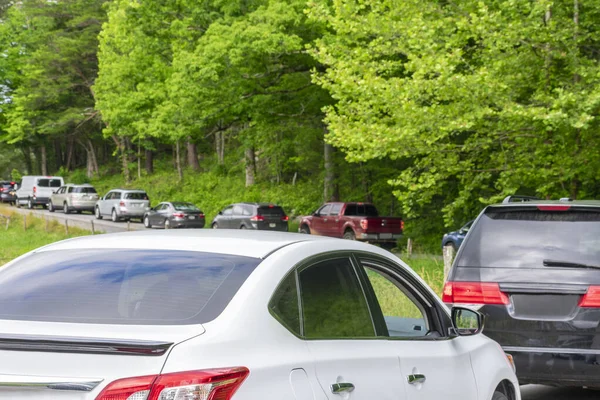 Horizontal Shot Smoky Mountains Summer Traffic Jam — Stock Photo, Image