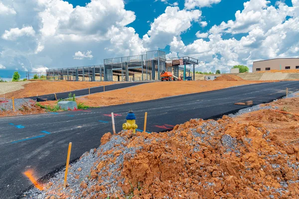 Fotografía Horizontal Una Nueva Obra Construcción Comercial —  Fotos de Stock