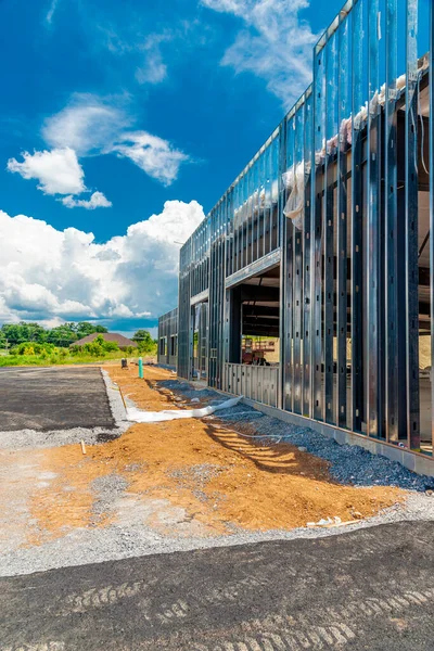 Vertical Shot New Commercial Building Construction — Stock Photo, Image