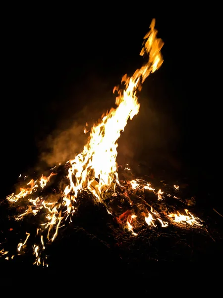 Fire Big Fire Dark Background — Stock Photo, Image