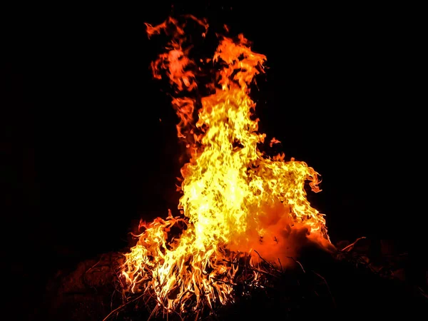 Fire Big Fire Dark Background — Stock Photo, Image