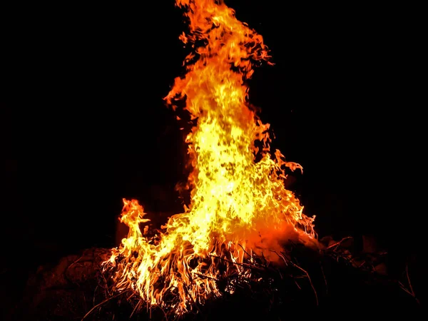 Fuego Gran Fuego Oscuridad Para Fondo —  Fotos de Stock