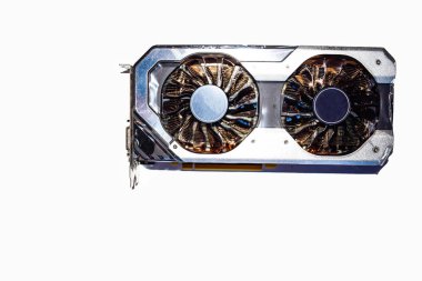 Bilgisayar Gtx1060 yedek parça beyaz arka plan üzerinde izole ekran kartı