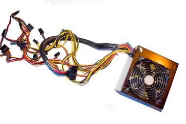 bilgisayar güç kaynağı bağlantı beyaz arka plan üzerinde izole için güç kaynağı