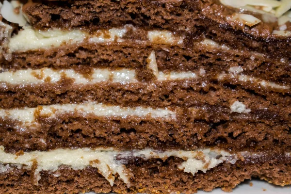 Una Fetta Torta Biscotto Torta Miele Piatto Uno Uno Sfondo — Foto Stock