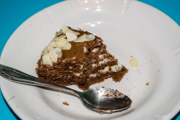Gâteau Biscuit Miel Tranche Gâteau Sur Une Assiette Pour Fond — Photo