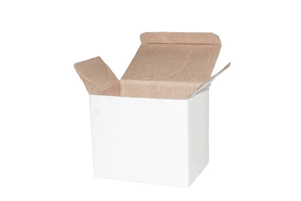 White Cardboard Box Isolated White Background Design — Stock Photo, Image