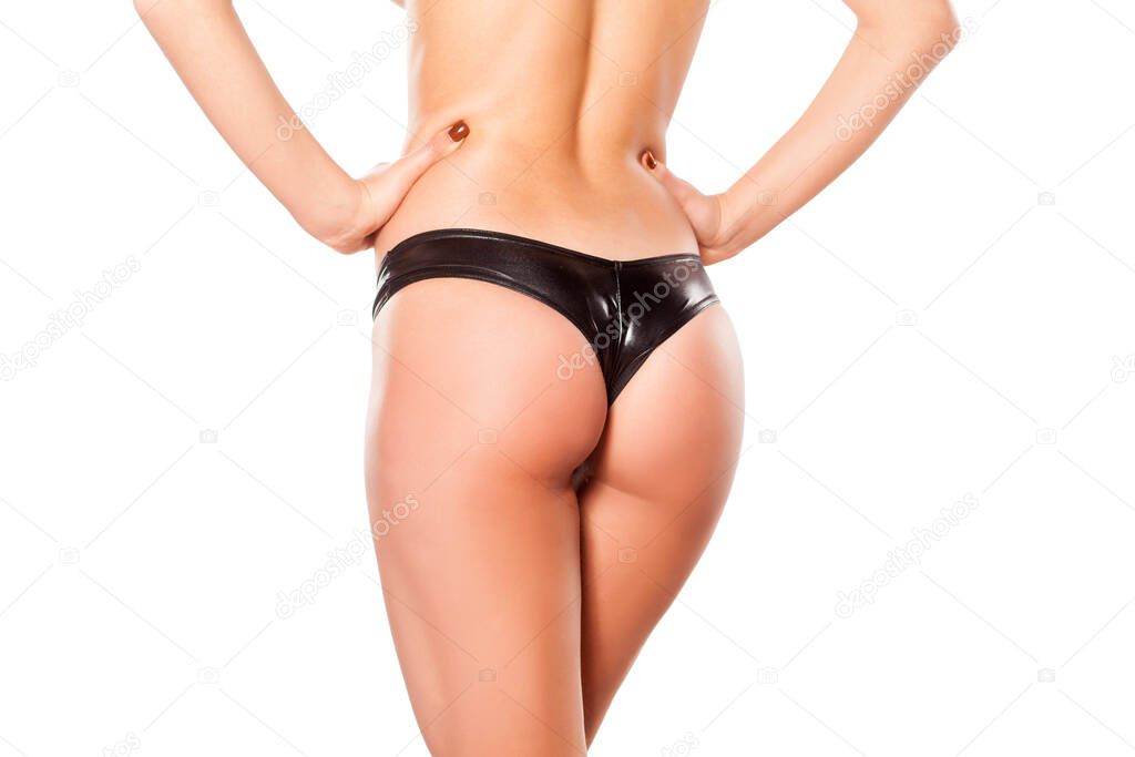 young woman with a pretty ass in black panties