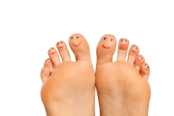 Female Foot Smiles Drawn Toes — Stock Photo, Image