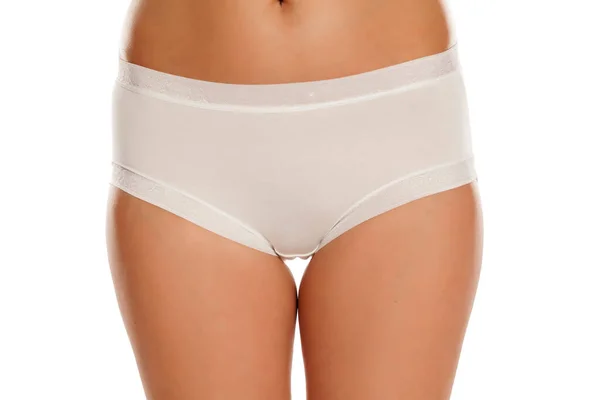 Pretty Feminine Hips White Panties White Background — Stock Photo, Image