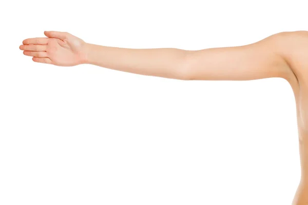 Ολόκληρο Γυναικείο Χέρι Λευκό Φόντο — Φωτογραφία Αρχείου