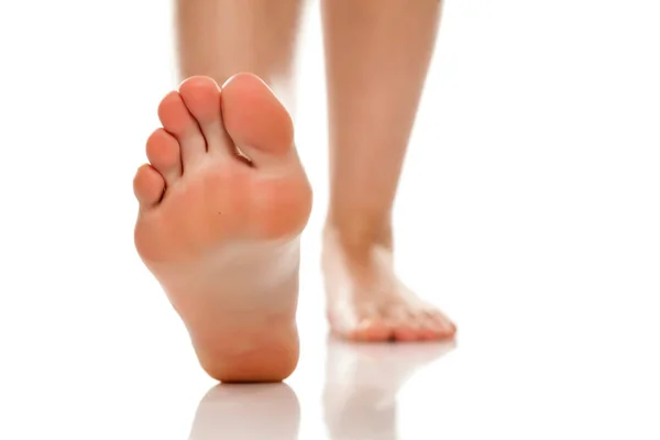 Female Bare Feet White Background — Stock Photo, Image