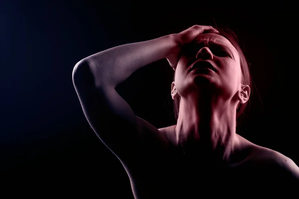 Silhouette Portrait Woman Headache — Stock Photo, Image