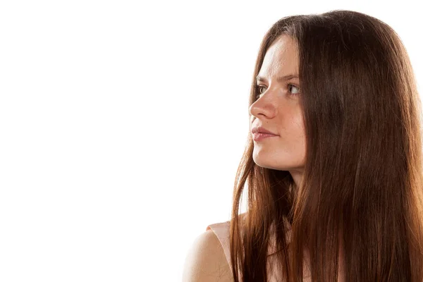 Portrait Young Woman Makeup Looking Aside — Stock Photo, Image