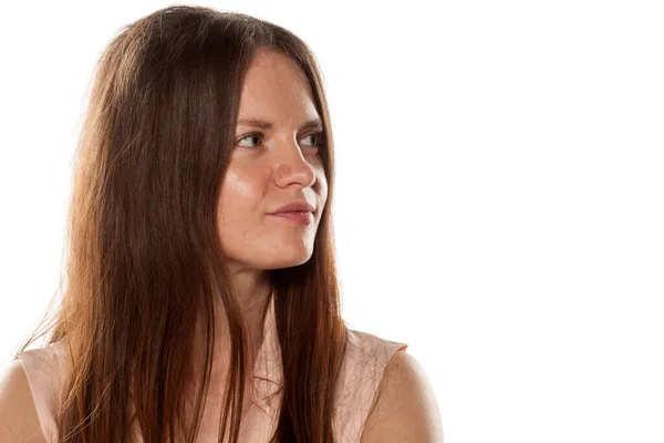 Portrait Young Woman Makeup Looking Aside — Stock Photo, Image