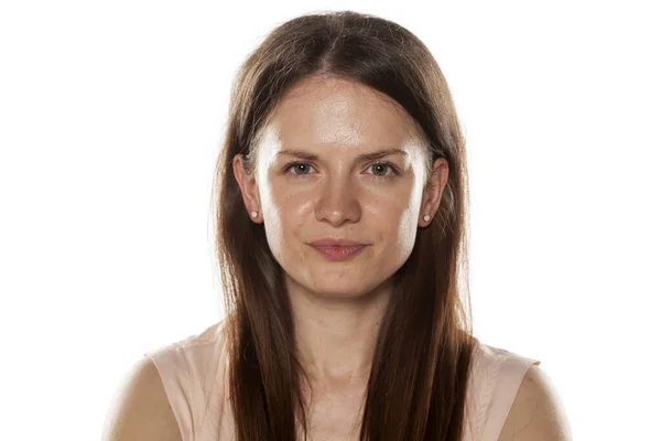 Portrait Smiling Young Woman Makeup — Stock Photo, Image