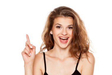 Güzel mutlu kadının bir fikri var.