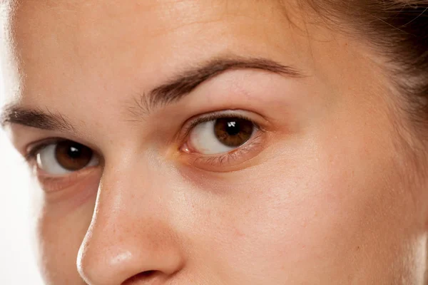 Detailní Záběr Ženských Očí Bez Make Upu — Stock fotografie