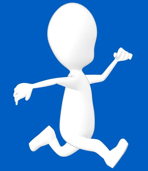 3d white character running