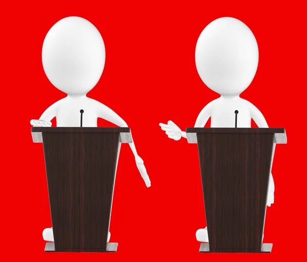3d white character , characters in a podium