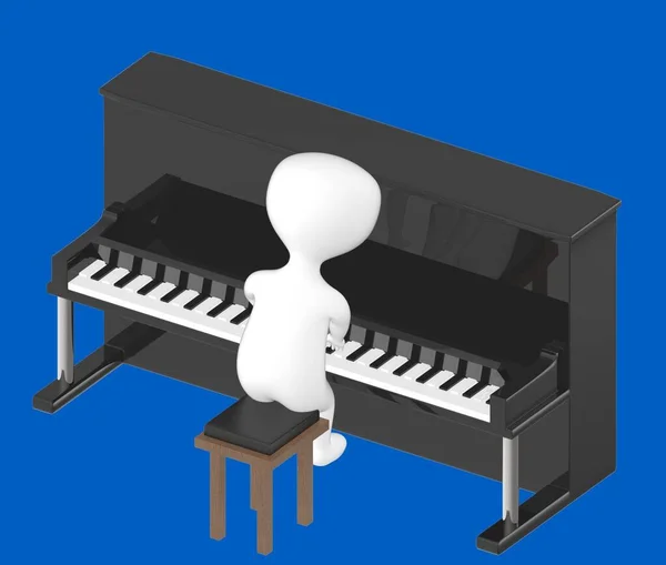 3d character , man playing piano