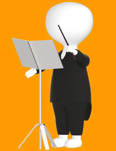 3d character , man music conductor