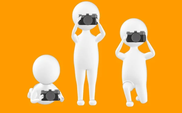 3d character , man , character holding cameras