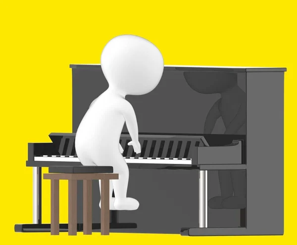 3d character , man playing piano