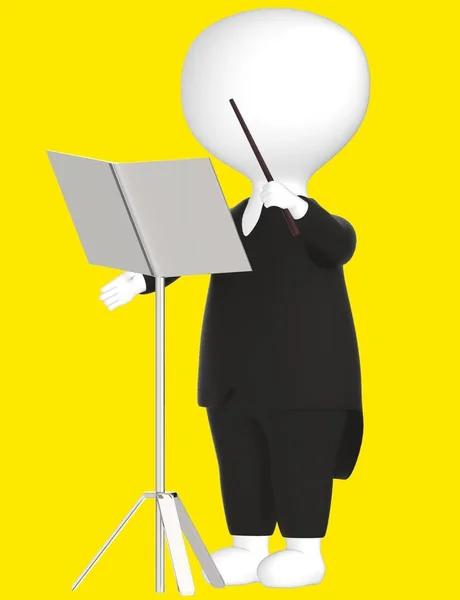 3d character , man music conductor