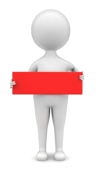 Man Holding Red Banner Hands Concept White Isolated Background Rendering — Stock Photo, Image