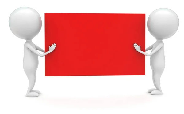 Mannen Met Een Rode Doos Handen Concept Wit Geïsoleerde Achtergrond — Stockfoto