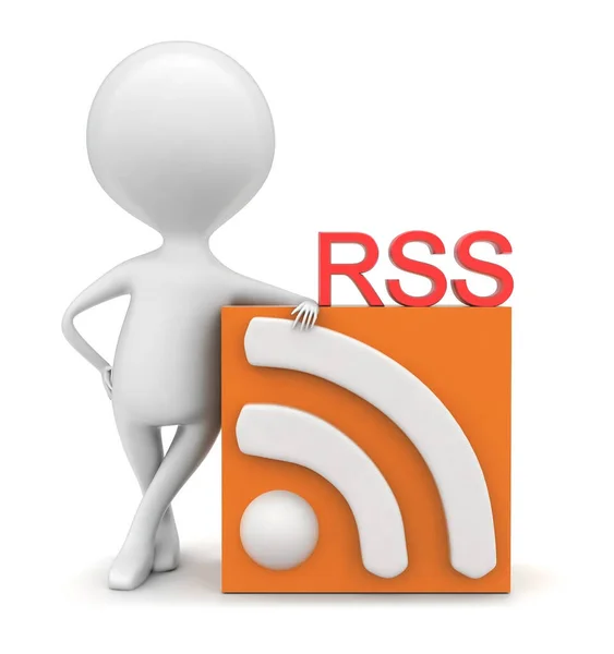 3d man presenting rss feed concept