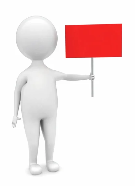 Mann Hält Rotes Brett Händen Konzept Weiß Isoliert Hintergrund Frontwinkelansicht — Stockfoto
