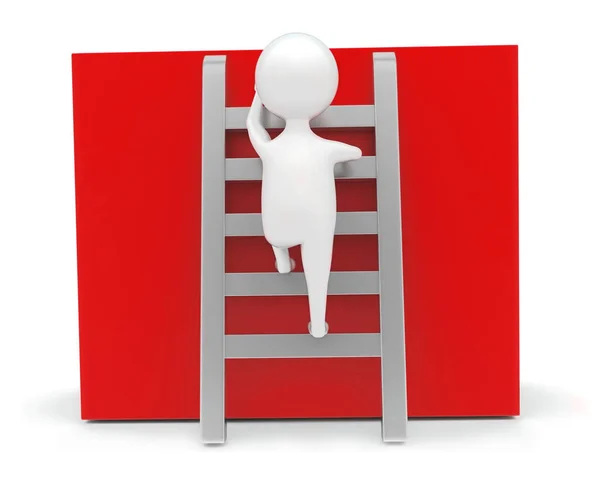 3D adam yukarı doğru çıkan kavram beyaz izole arkaplan - 3D görüntüleme, ön açı görünümü