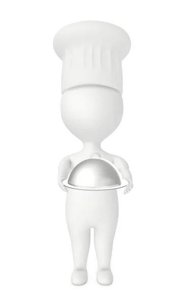 Personaje Hombre Chef Con Plato Renderizado —  Fotos de Stock