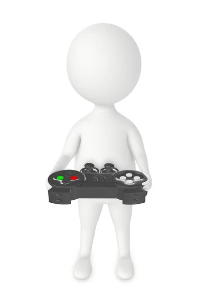 Character Man Holding Gamepad Joystick Rendering — стоковое фото