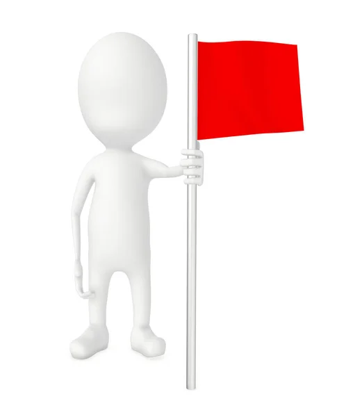 Character Holding Red Flag Rendering — Stock Photo, Image