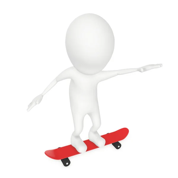 Charakterskating Auf Weißem Isoliertem Hintergrund Rendering — Stockfoto