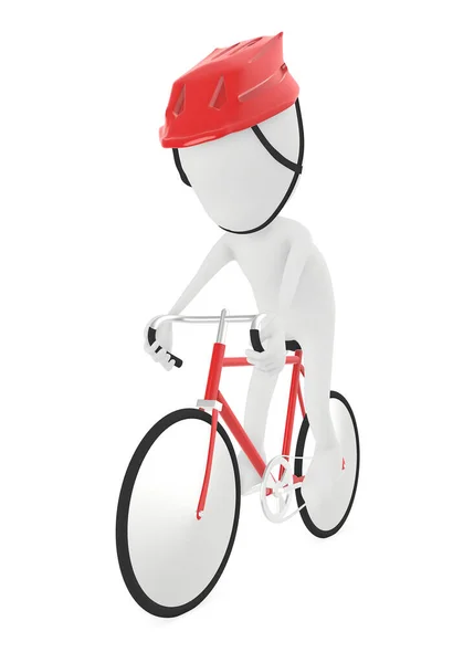 Personagem Homem Ciclista Fundo Isolado Branco Renderização — Fotografia de Stock