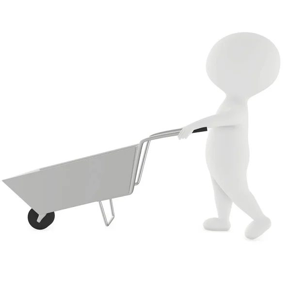 Character Man Moving Wheelbarrow Rendering — стоковое фото