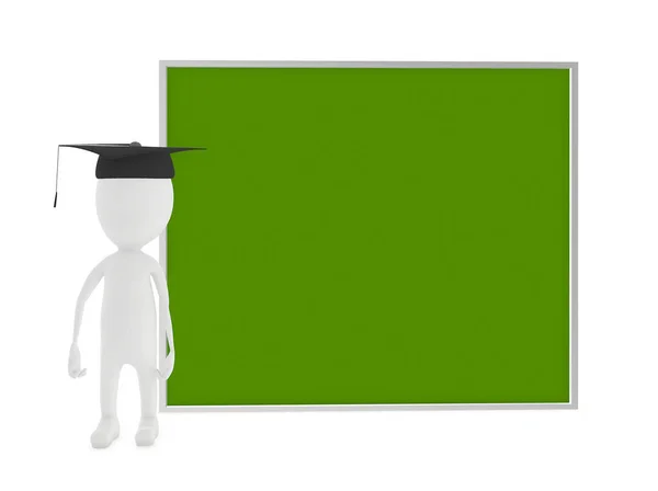 3D文字 卒業生と空の緑のボード 3Dレンダリング — ストック写真