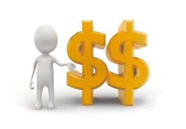 3D adam dolar işareti konseptini sunuyor - 3D yorumlama 