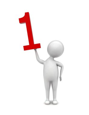 3D adam el konseptinde bir numara tutuyor - 3D yorumlama 