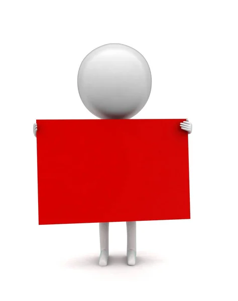 Man Holding Red Board Hands Concept Απόδοση — Φωτογραφία Αρχείου