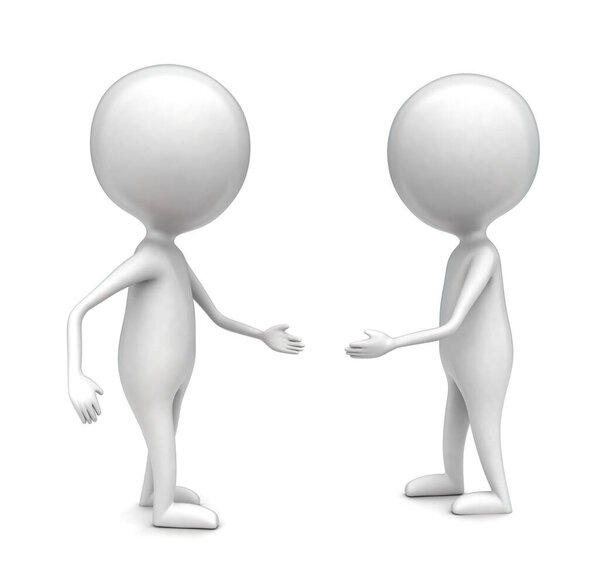 3d man going to hand shake concept - 3d rendering 