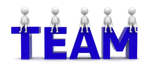 Takım metni konseptinde oturan 3D erkek grubu - 3D yorumlama 